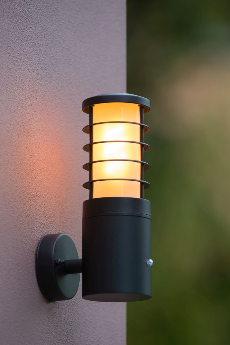 Lucide SOLID - Nástenné svietidlo Vonkajšie - Ø 9 cm - 1xE27 - IP54 - Antracit